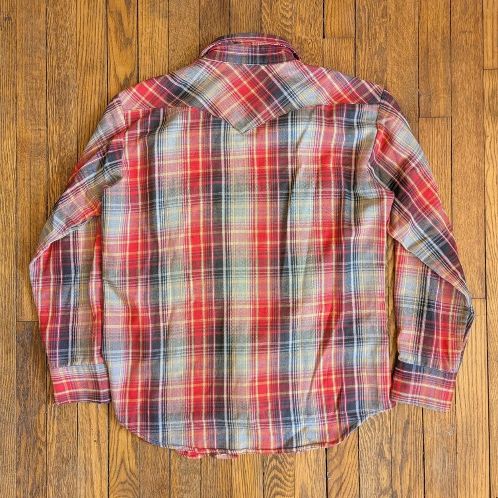 Vintage 70's Bar F Western Wear Plaid Button-Down Shirt View 2